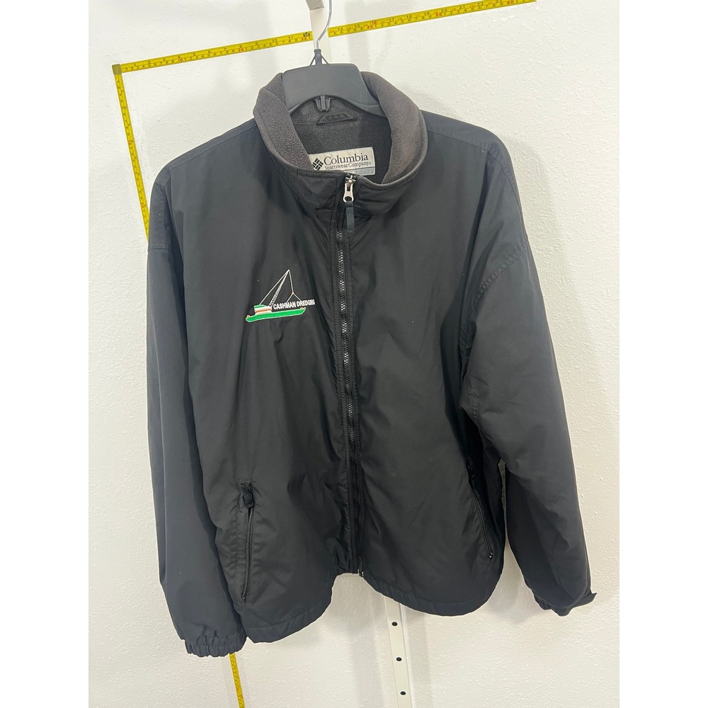 Columbia Vertex Mens Xl Black Full Zip Fleece Lined Jacket Cashman Dredging Logo